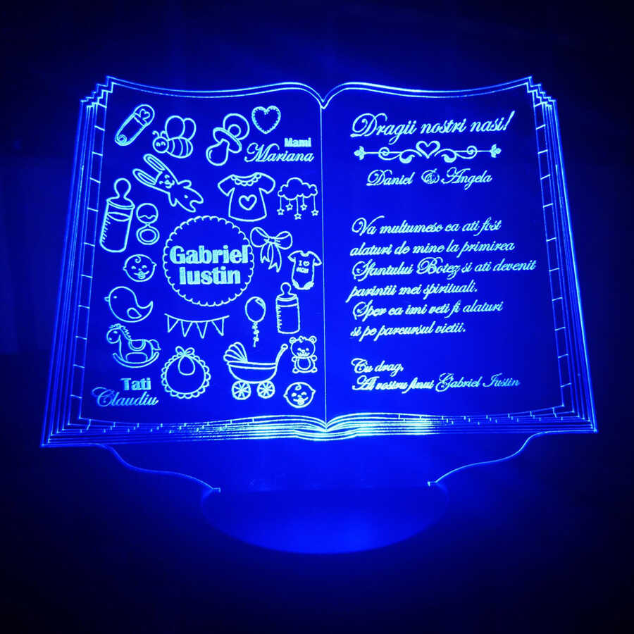 Cadou personalizat Trofeu LED – Pentru nasi de botez – Carticica
