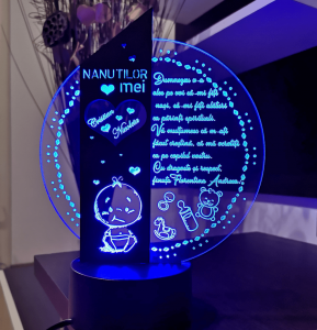 Cadou personalizat Trofeu LED – Pentru nasi botez