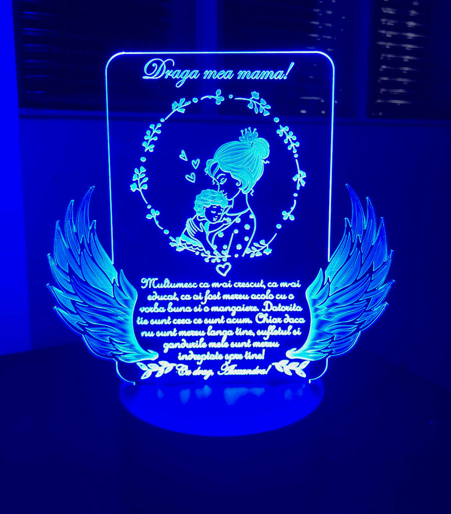 Cadou personalizat Trofeu LED – Pentru mama Model 1