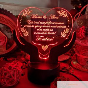 Cadou personalizat Trofeu led – Placheta inima mea – LED