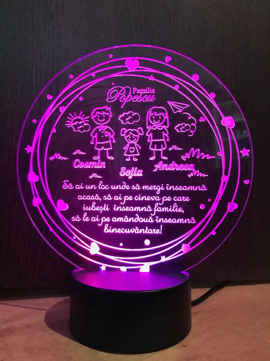 Cadou personalizat Trofeu LED – Cadou de familie