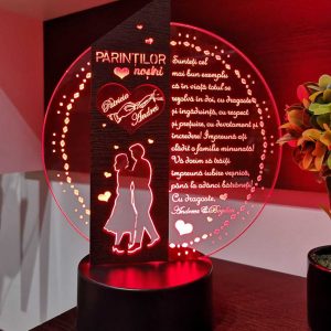 Cadou personalizat Trofeu LED – Placheta speciala pentru parinti