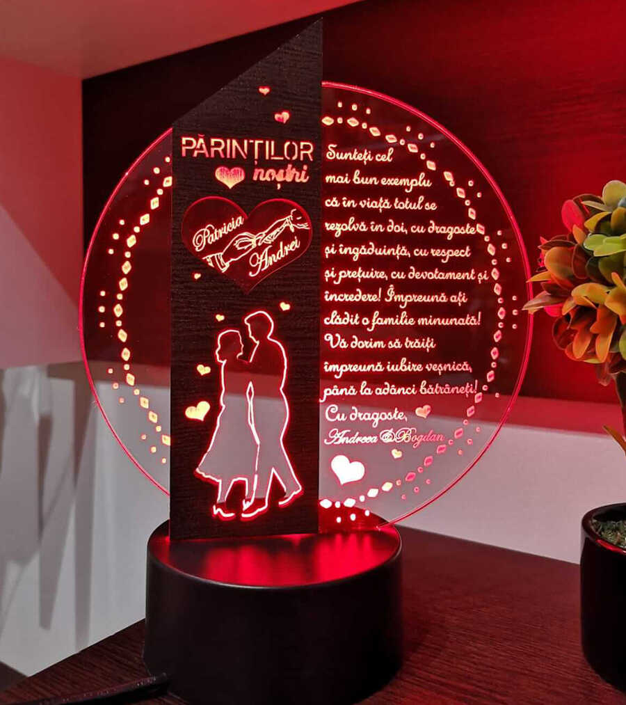 exposition Dinkarville Explicit Cadou personalizat Trofeu LED - Placheta speciala pentru parinti