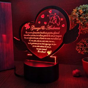 Trofeu LED - Cadou personalizat inimioara pentru persoana iubita