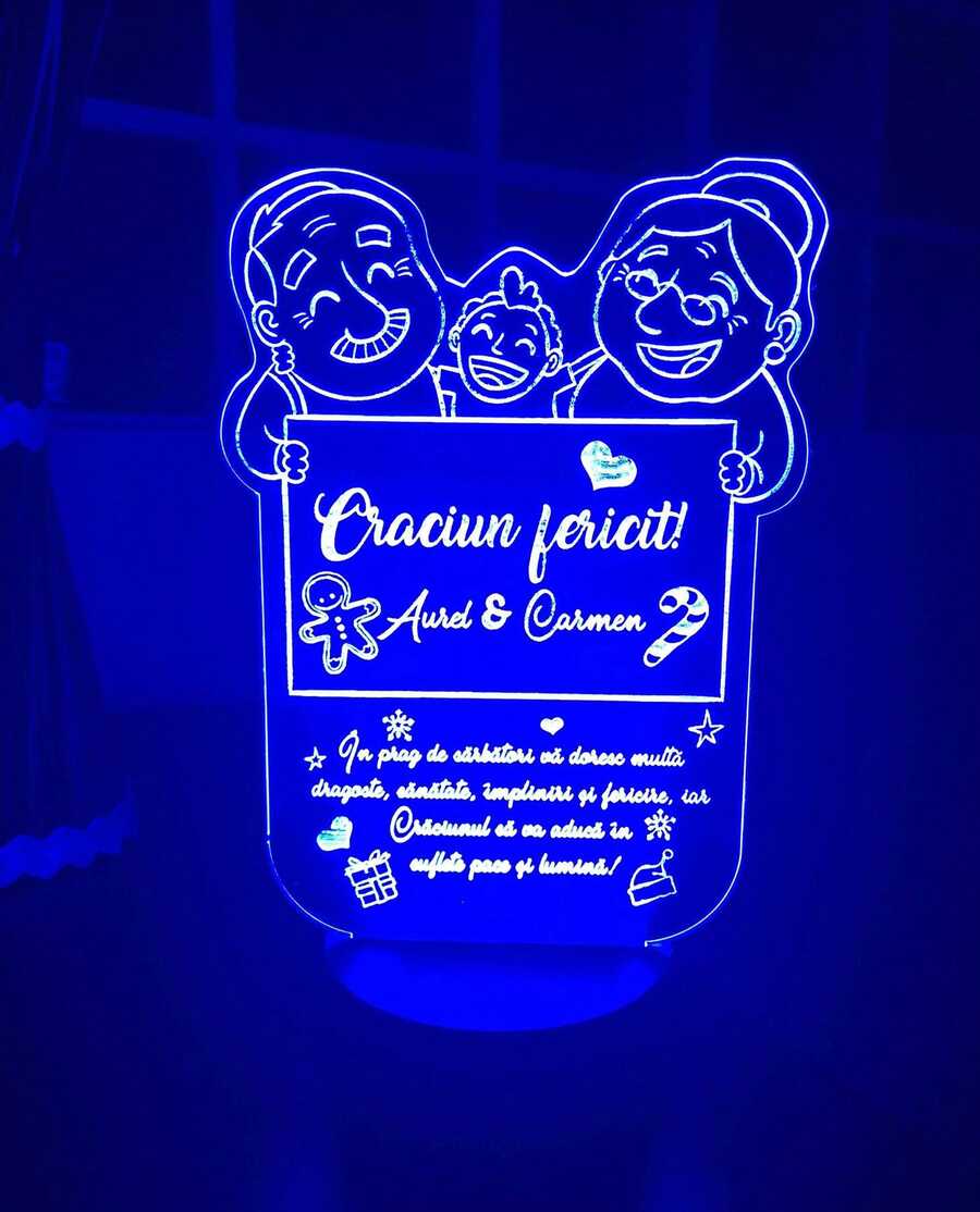 Cadou personalizat Trofeu LED – Bunicilor mei
