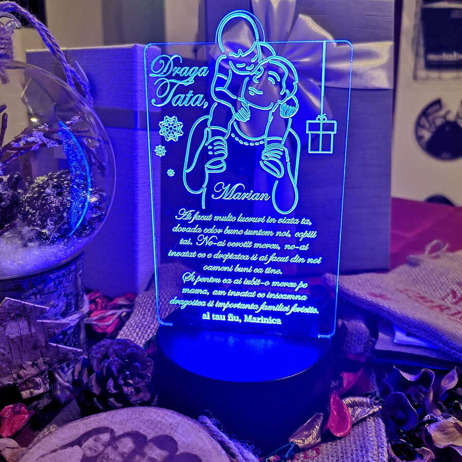 Cadou personalizat Trofeu LED – Eroul meu tata