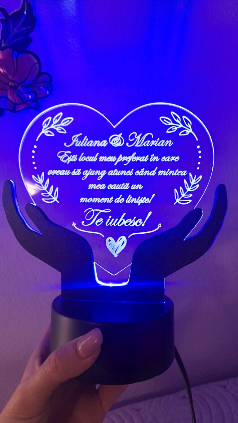 Fotografie reală cu „Cadou personalizat Trofeu led - Placheta inima mea - LED”, trimisă în recenzia #402446