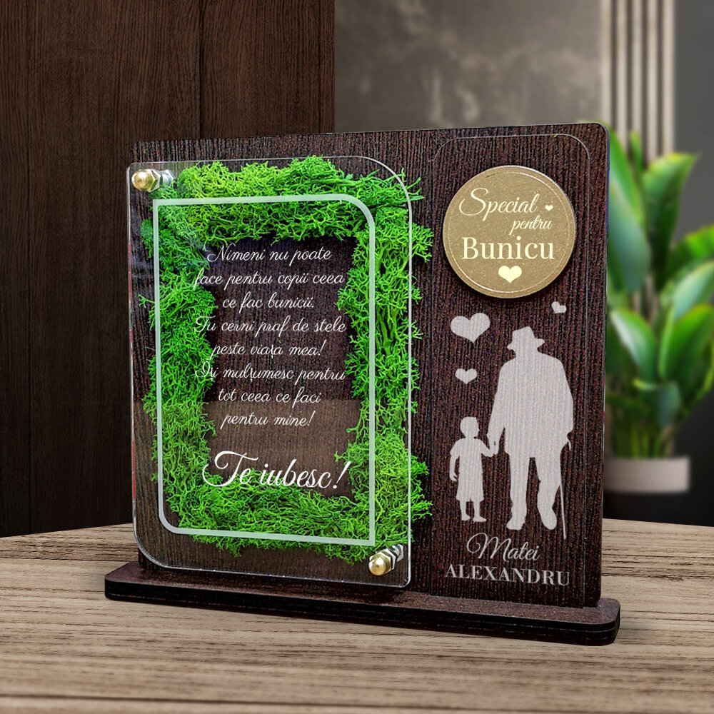 Trofeu personalizat cu licheni – Pentru bunic de la nepot