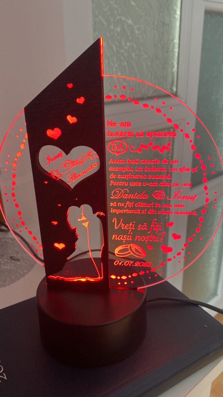 Fotografie reală cu „Cadou nasi personalizat Trofeu LED - Placheta pentru nasi”, trimisă în recenzia #487476