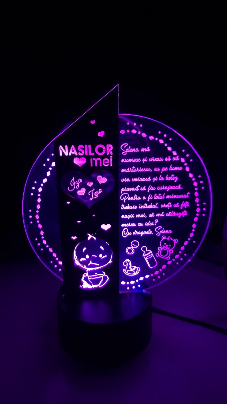 Fotografie reală cu „Cadou personalizat Trofeu LED - Pentru nasi botez”, trimisă în recenzia #522674