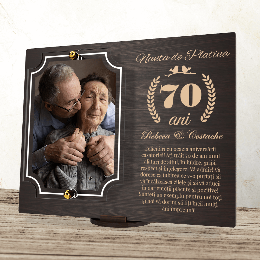Placheta personalizata aniversare 70 ani – Nunta de platină