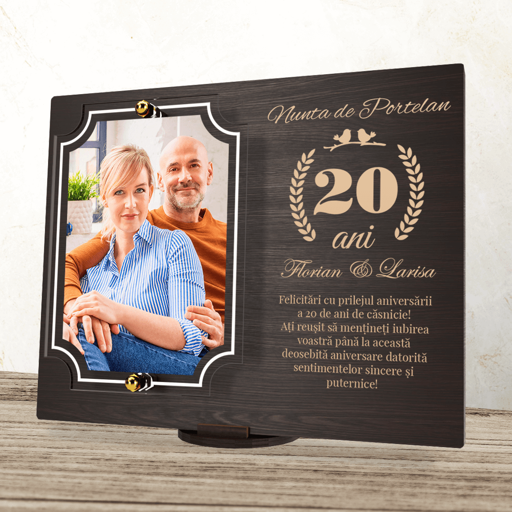 Placheta personalizata aniversare 20 ani – Nunta de porțelan