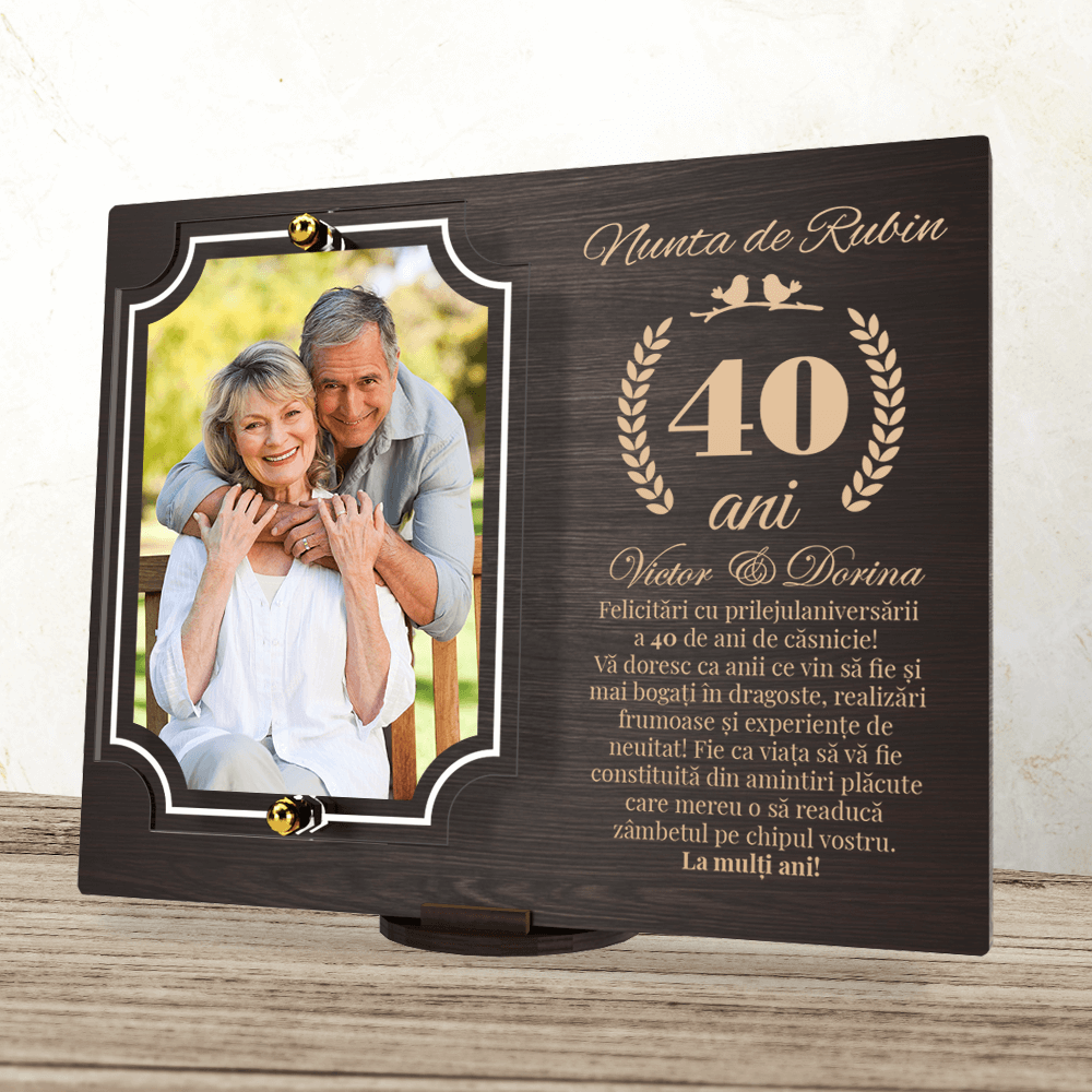 Placheta personalizata aniversare 40 ani – Nunta de rubin