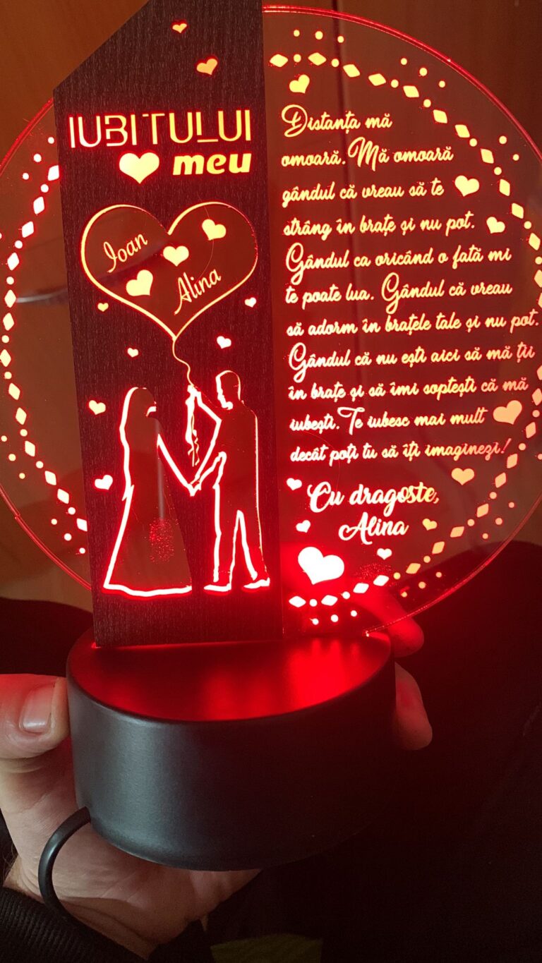 Fotografie reală cu „Cadou personalizat Trofeu LED – Iubitului meu”, trimisă în recenzia #629503