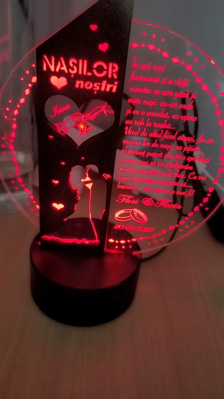 Fotografie reală cu „Cadou nasi personalizat Trofeu LED - Placheta pentru nasi”, trimisă în recenzia #635122