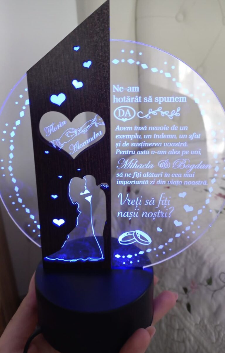 Fotografie reală cu „Cadou nasi personalizat Trofeu LED - Placheta pentru nasi”, trimisă în recenzia #665530