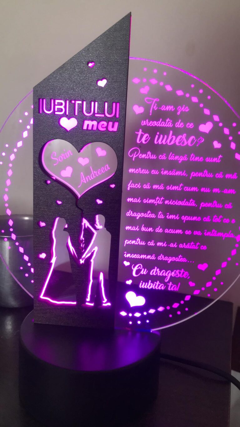 Fotografie reală cu „Cadou personalizat Trofeu LED – Iubitului meu”, trimisă în recenzia #664831