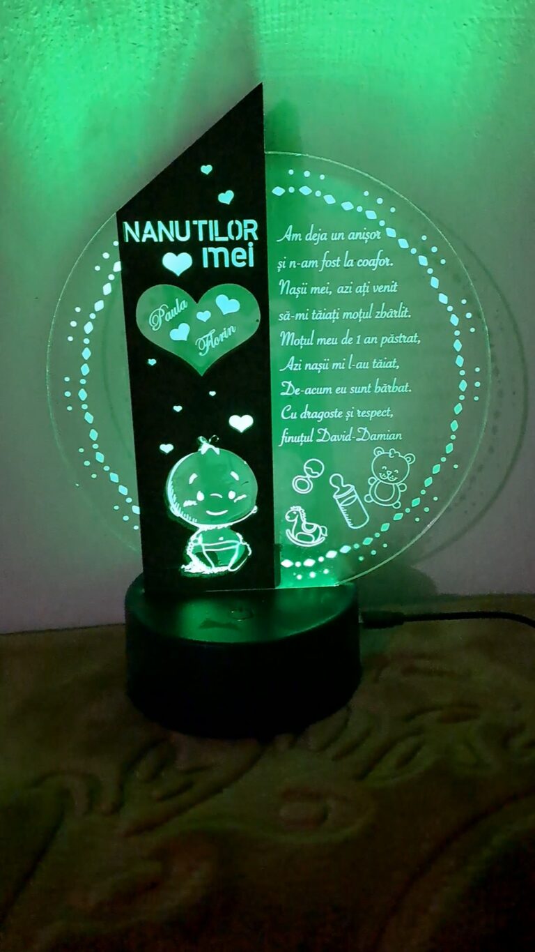 Fotografie reală cu „Cadou personalizat Trofeu LED - Pentru nasi botez”, trimisă în recenzia #798726