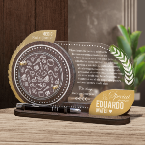 Trofeu Personalizat cu pix – Cadou pentru Nutritionist