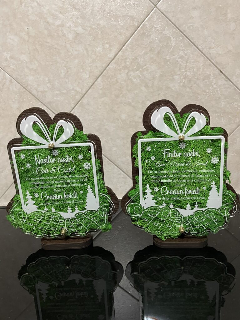 Fotografie reală cu „Trofeu personalizat cu licheni – cadou pentru nasi de Craciun”, trimisă în recenzia #813356