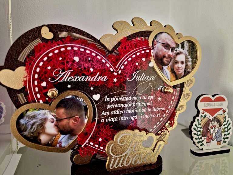 Fotografie reală cu „Trofeu personalizat cu Licheni - Cadou indragostiti inimioare”, trimisă în recenzia #868495