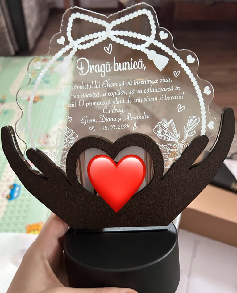 Fotografie reală cu „Trofeu Personalizat cu LED si poza - Nasa 8 martie”, trimisă în recenzia #884663