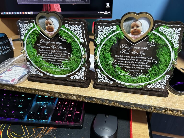 Fotografie reală cu „Trofeu Personalizat cu Licheni - Pentru nasii de botez”, trimisă în recenzia #893414