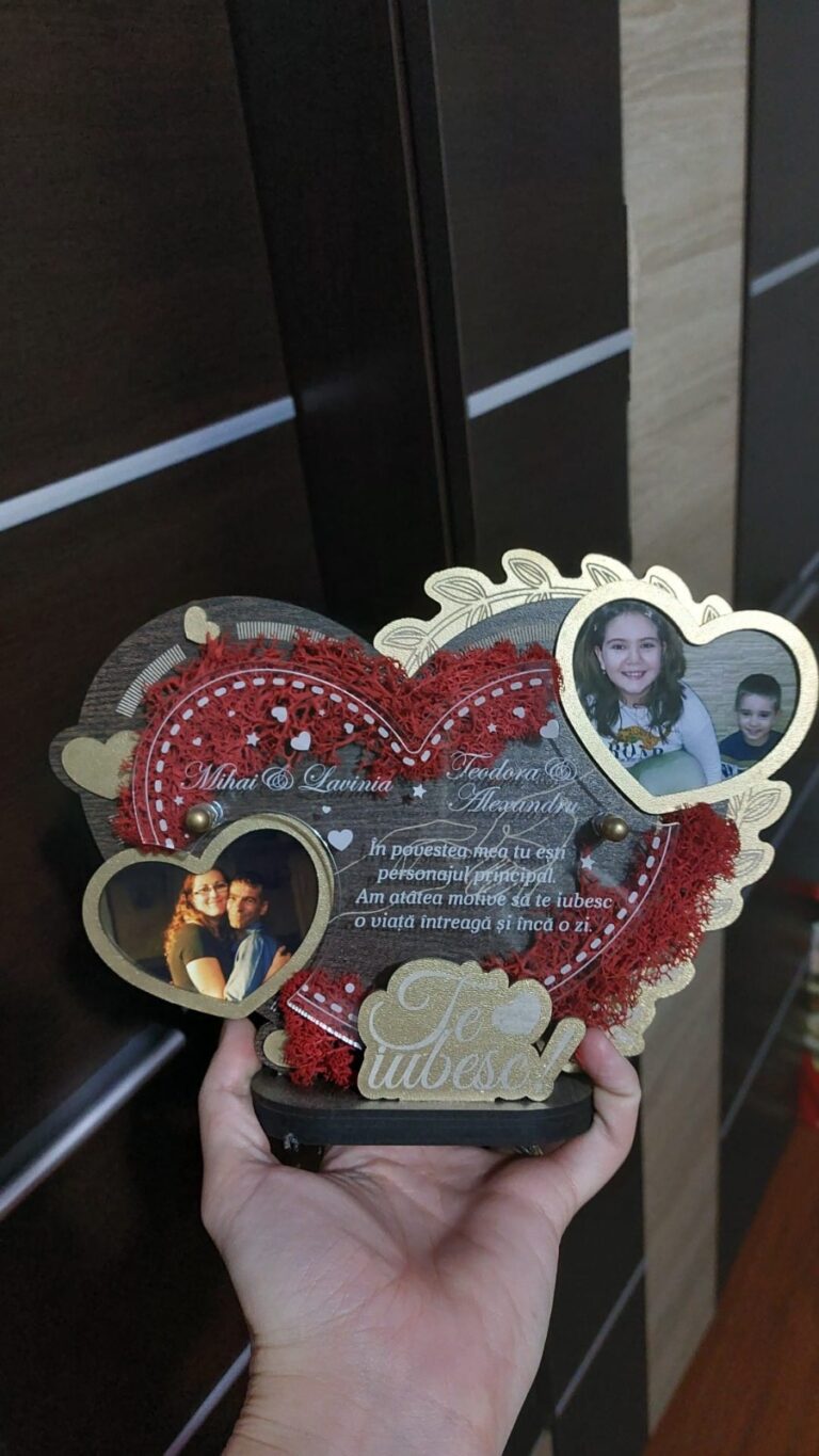 Fotografie reală cu „Trofeu personalizat cu Licheni - Cadou indragostiti inimioare”, trimisă în recenzia #888291