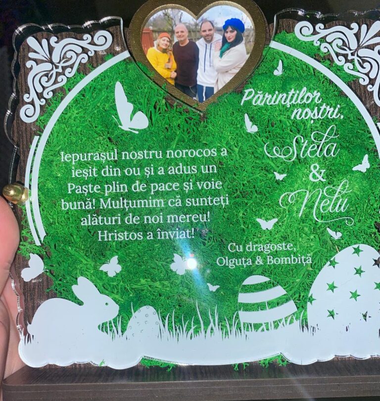Fotografie reală cu „Trofeu personalizat cu licheni de Paste – Pentru parinti”, trimisă în recenzia #901703