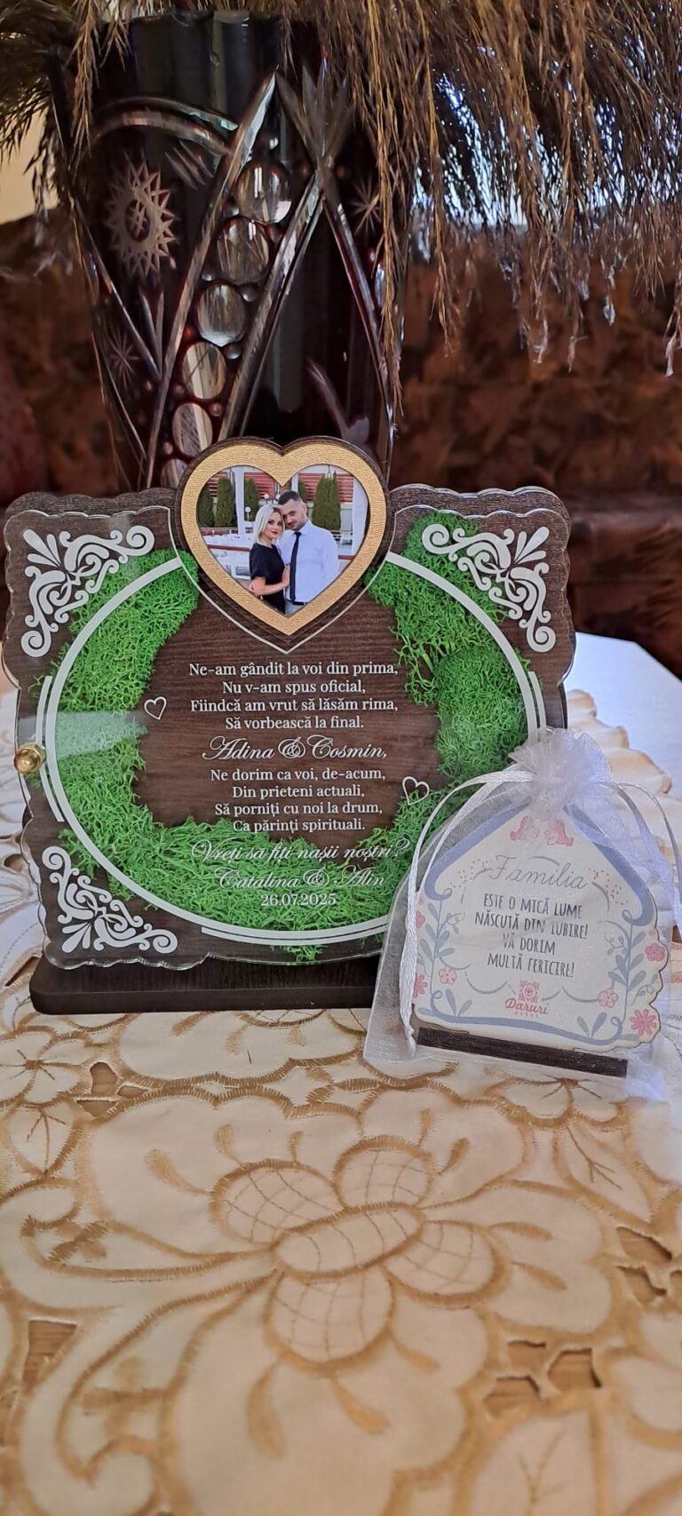 Fotografie reală cu „Trofeu Personalizat cu Licheni - Pentru nasii de botez”, trimisă în recenzia #945219