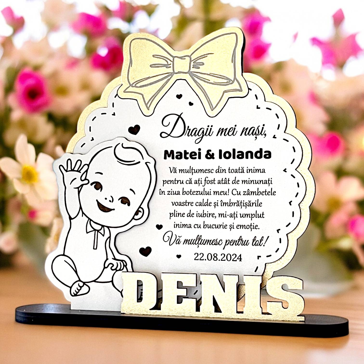 Trofeu multumire nasi botez - Fundita - Baietel Trofeu multumire nasi botez - Fundita - Baietel