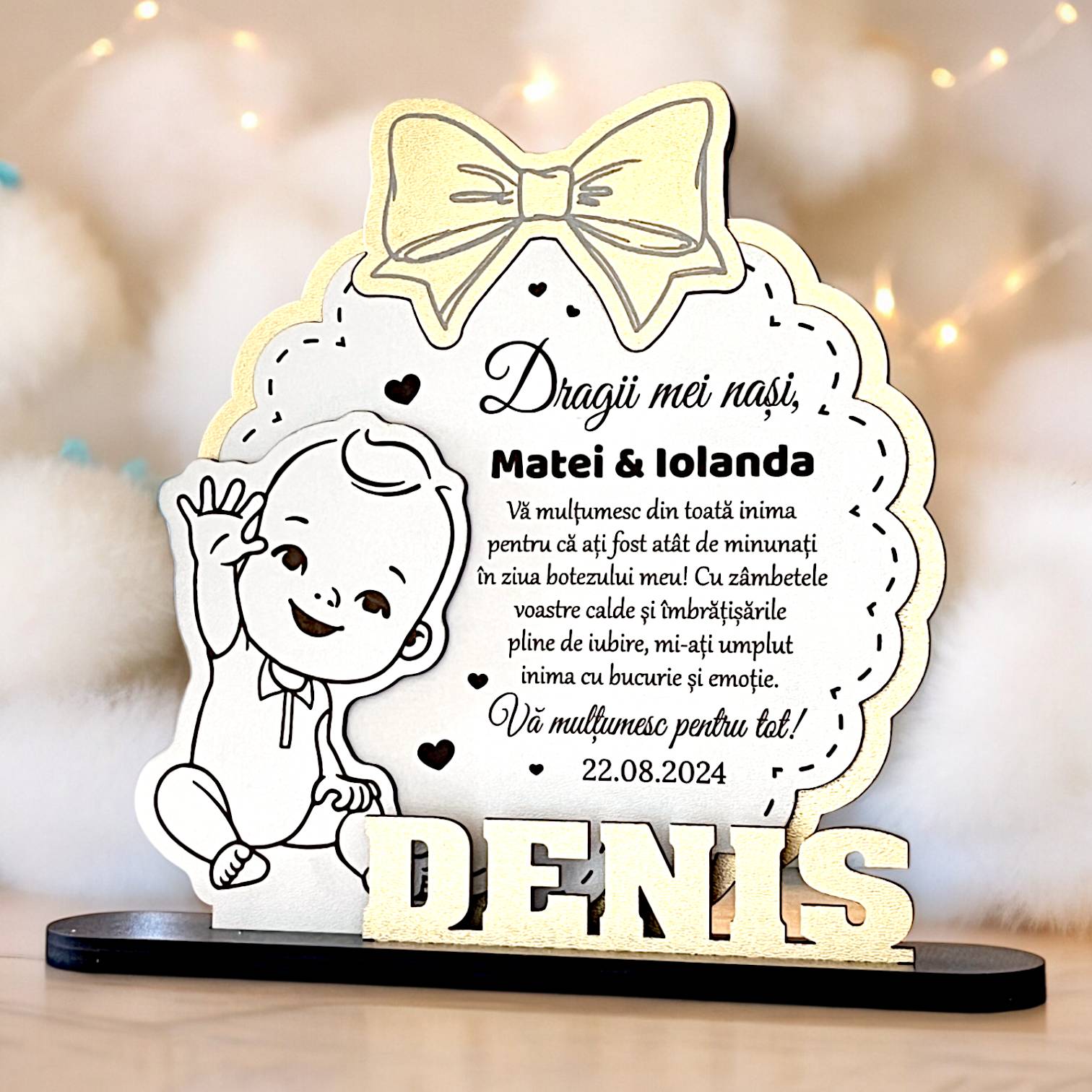 Trofeu multumire nasi botez - Fundita - Baietel Trofeu multumire nasi botez - Fundita - Baietel