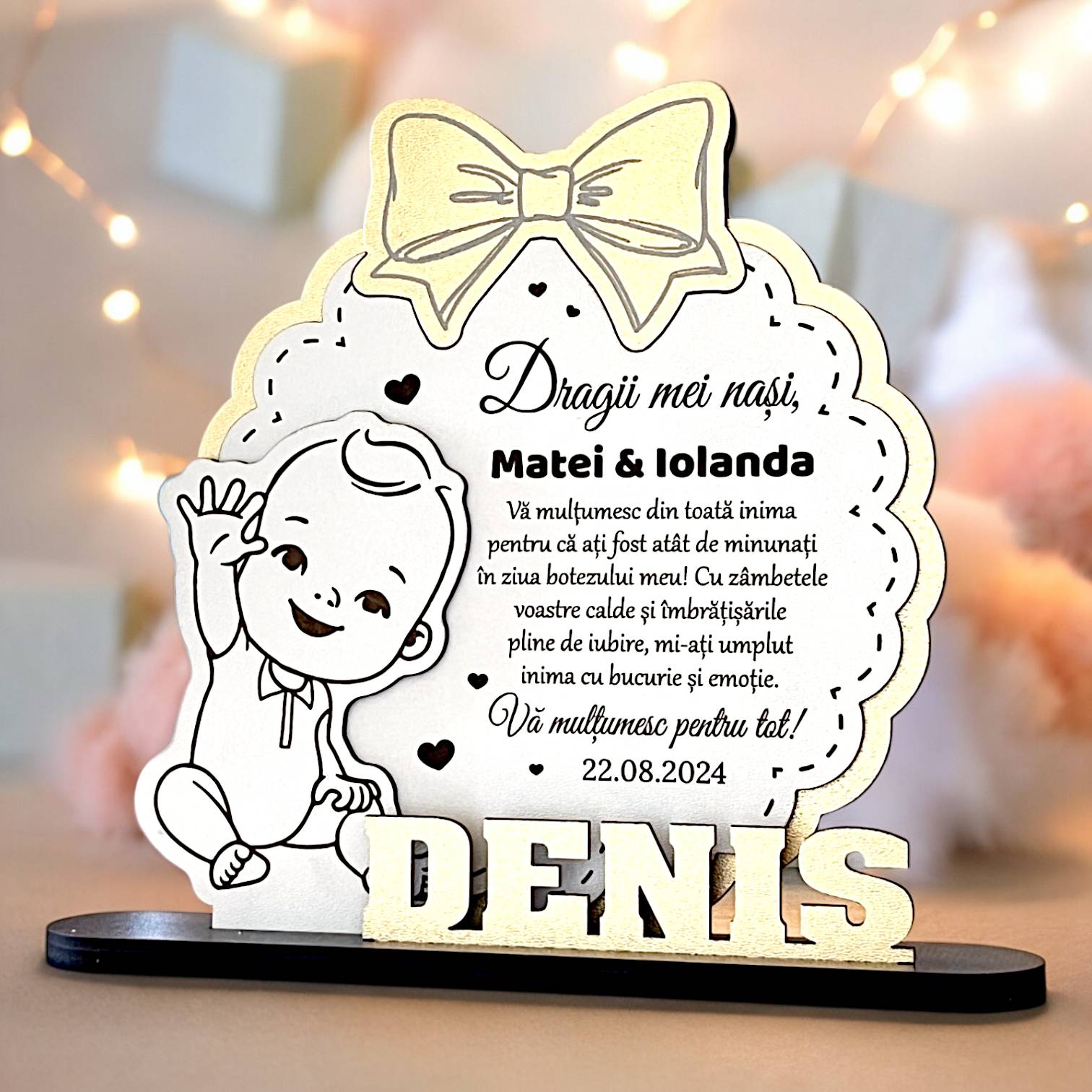 Trofeu multumire nasi botez - Fundita - Baietel Trofeu multumire nasi botez - Fundita - Baietel