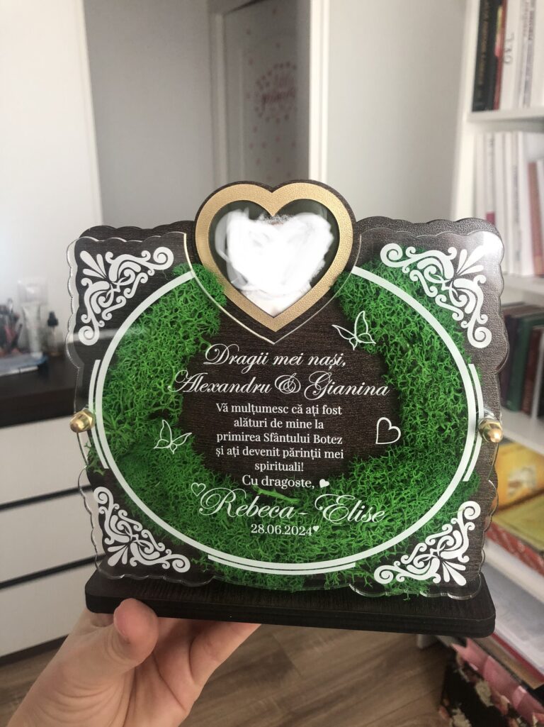 Fotografie reală cu „Trofeu Personalizat cu Licheni - Pentru nasii de botez”, trimisă în recenzia #1013731