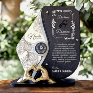 Trofeu personalizat 15 ani  – Nunta de cristal – Manute