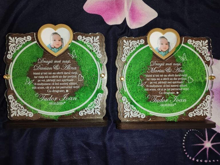 Fotografie reală cu „Trofeu Personalizat cu Licheni - Pentru nasii de botez”, trimisă în recenzia #1040534