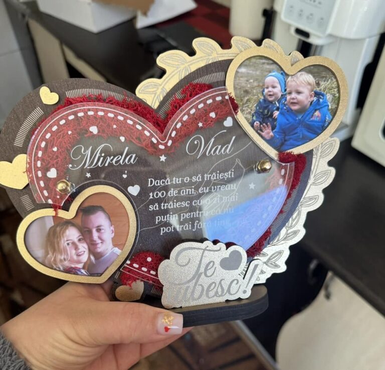 Fotografie reală cu „Trofeu personalizat cu Licheni - Cadou indragostiti inimioare”, trimisă în recenzia #1043132