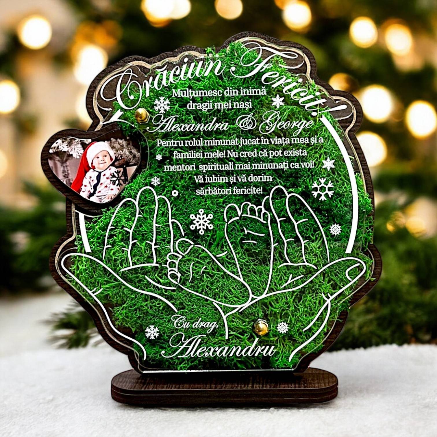 Trofeu personalizat cu licheni - Craciun fericit