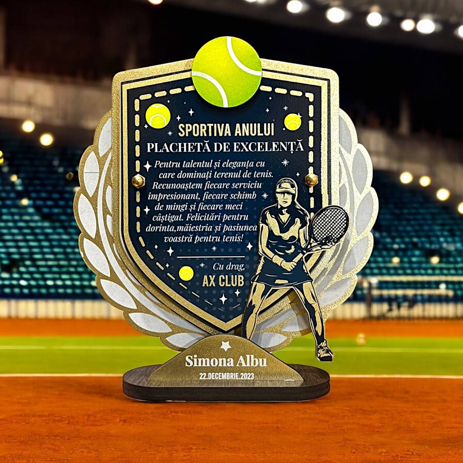 Trofeu personalizat - Sportiva anului la tenis Trofeu personalizat - Sportiva anului la tenis