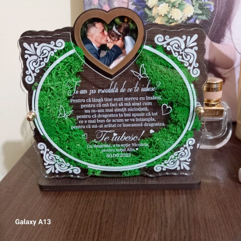Fotografie reală cu „Trofeu Personalizat cu Licheni - Pentru nasii de botez”, trimisă în recenzia #1091804