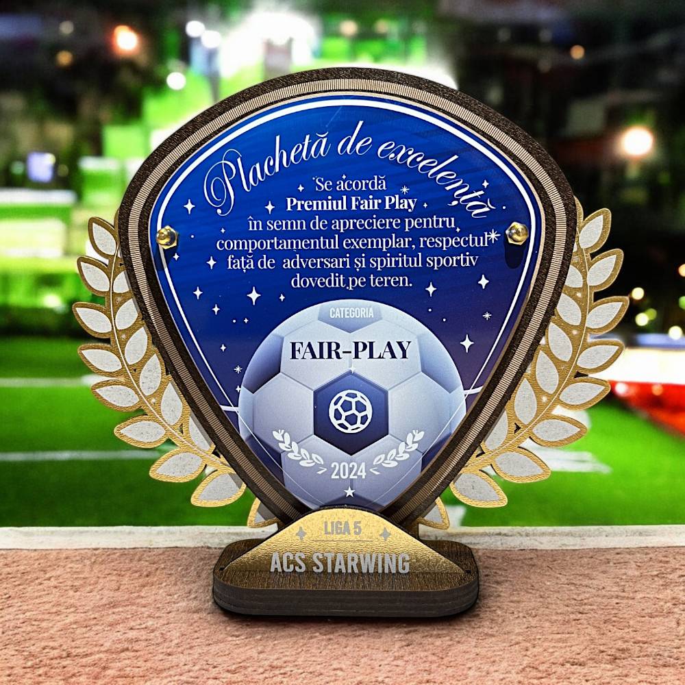 Trofeu personalizat pentru fotbalist Fair Play