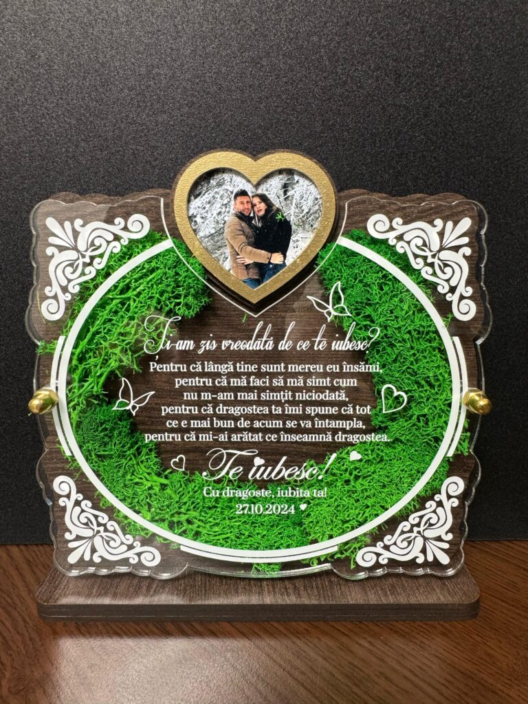 Fotografie reală cu „Trofeu personalizat - Cadou cu licheni pentru persoana iubita”, trimisă în recenzia #1119746