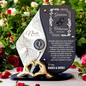 Trofeu personalizat 2 ani – Nunta de bumbac – Manute