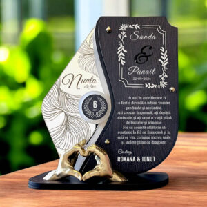 Trofeu personalizat 6 ani – Nunta de fier – Manute