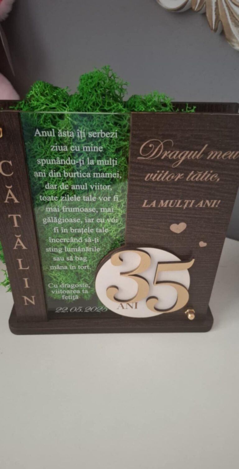 Fotografie reală cu „Cadou personalizat cu licheni- Trofeu pentru tata”, trimisă în recenzia #1132055