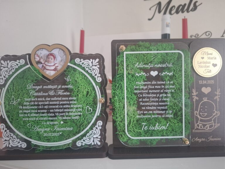 Fotografie reală cu „Trofeu Personalizat cu Licheni - Pentru nasii de botez”, trimisă în recenzia #1184156