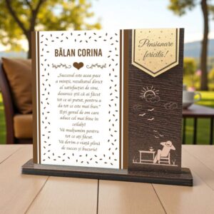 Trofeu Personalizat – Mesaj de Multumire pentru pensionare
