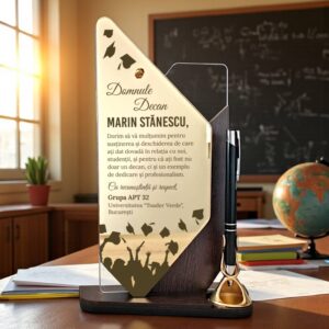 Trofeu personalizat cu pix – Cadou pentru Decan la Absolvire