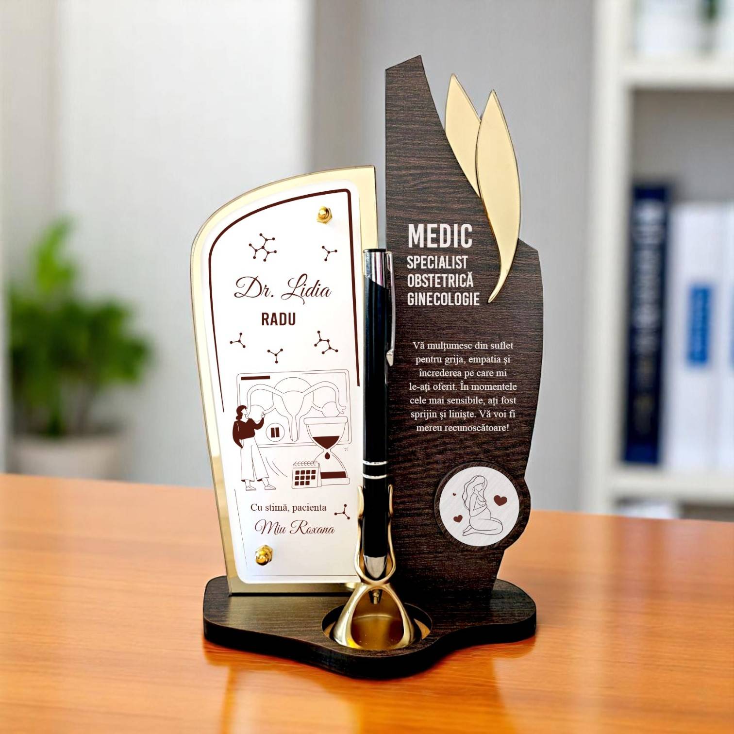 Trofeu personalizat cu pix – Medic obstetrica ginecologie