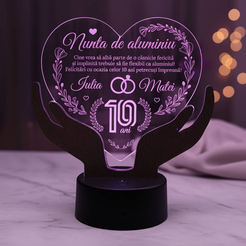 Cadou aniversare LED - Nunta de aluminiu 10 ani casatorie Cadou aniversare LED - Nunta de aluminiu 10 ani casatorie